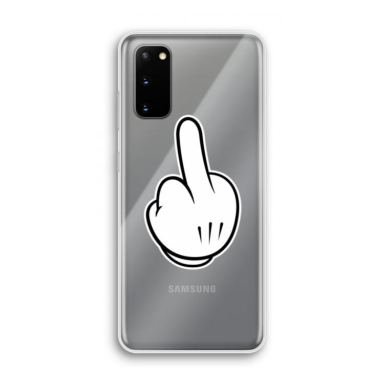Middle finger white: Samsung Galaxy S20 Transparant Hoesje