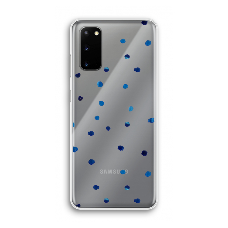 Blauwe stippen: Samsung Galaxy S20 Transparant Hoesje