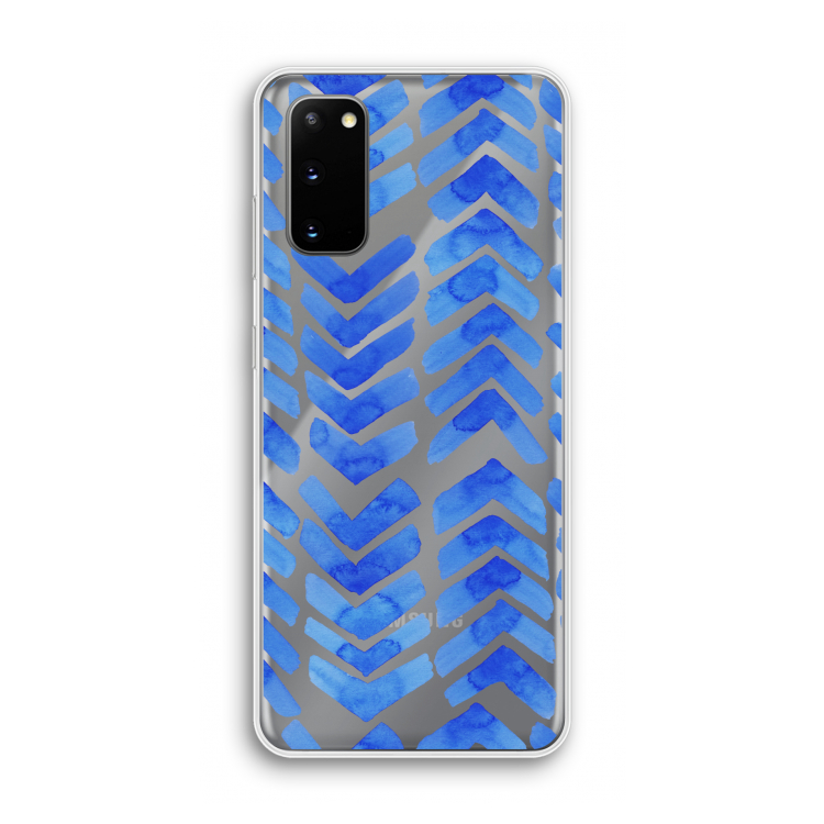 Blauwe pijlen: Samsung Galaxy S20 Transparant Hoesje