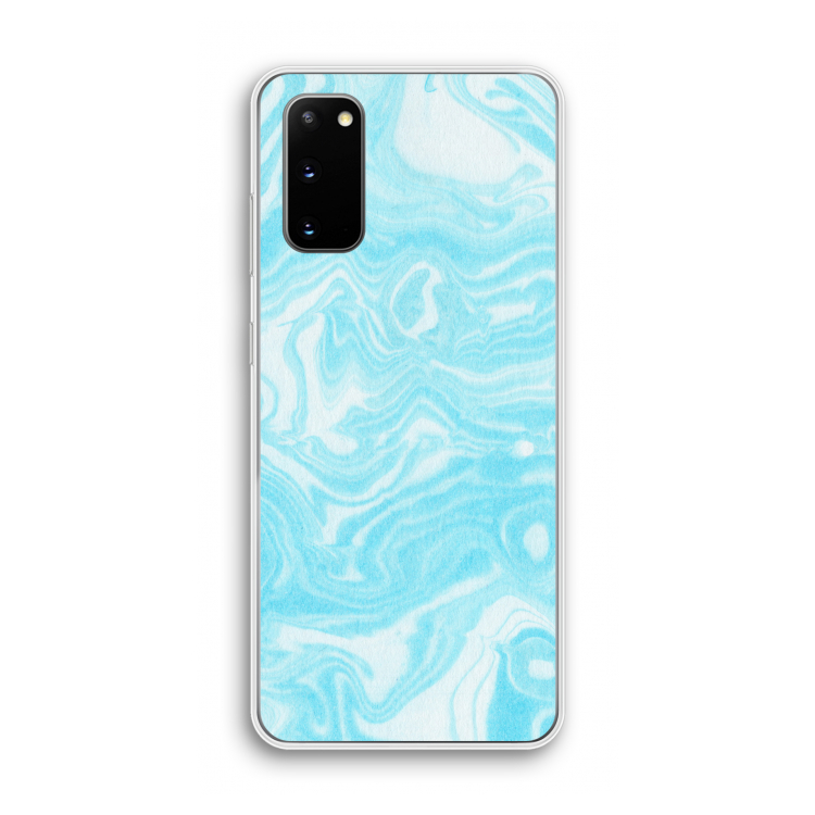 Waterverf blauw: Samsung Galaxy S20 Transparant Hoesje