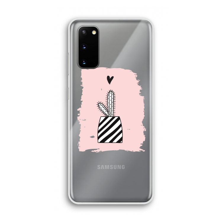 Zwart-wit cactus: Samsung Galaxy S20 Transparant Hoesje