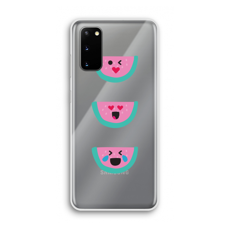 Smiley watermeloen: Samsung Galaxy S20 Transparant Hoesje