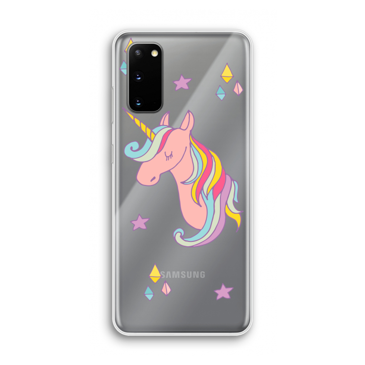 Roze eenhoorn: Samsung Galaxy S20 Transparant Hoesje