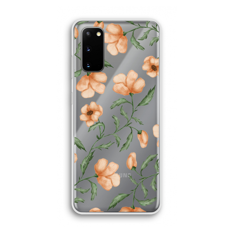 Peachy flowers: Samsung Galaxy S20 Transparant Hoesje