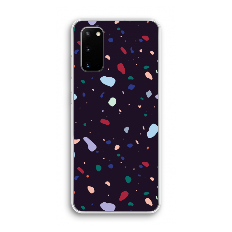 Dark Rounded Terrazzo: Samsung Galaxy S20 Transparant Hoesje