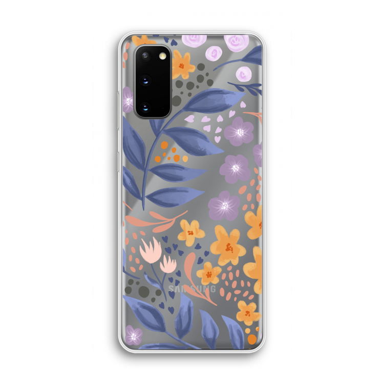 Flowers with blue leaves: Samsung Galaxy S20 Transparant Hoesje