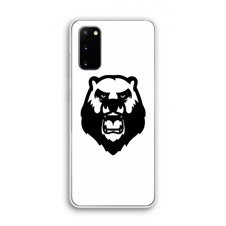 Angry Bear (white): Samsung Galaxy S20 Transparant Hoesje