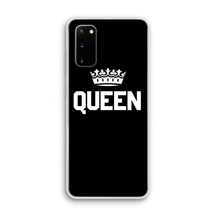 Queen zwart: Samsung Galaxy S20 Transparant Hoesje