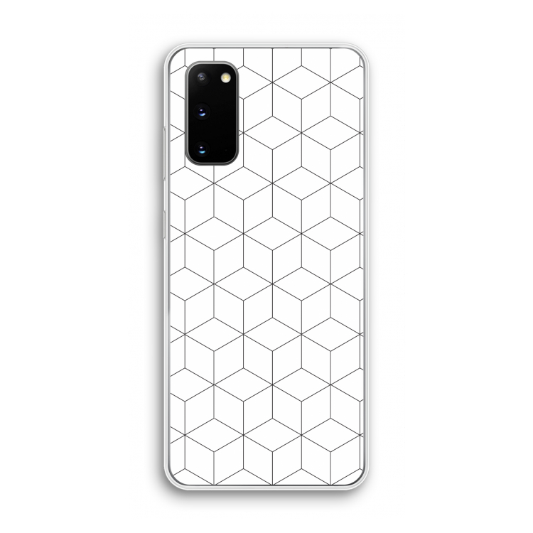 Zwart-witte kubussen: Samsung Galaxy S20 Transparant Hoesje