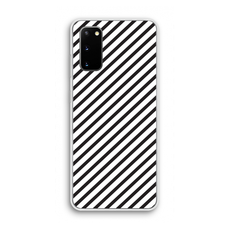 Strepen zwart-wit: Samsung Galaxy S20 Transparant Hoesje