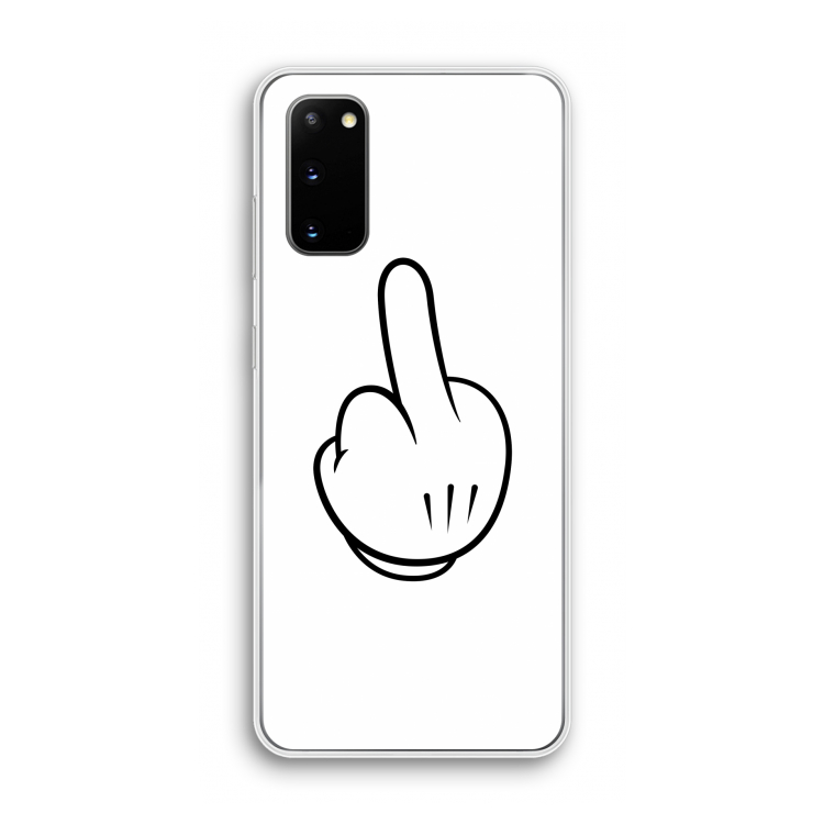 Middle finger white: Samsung Galaxy S20 Transparant Hoesje