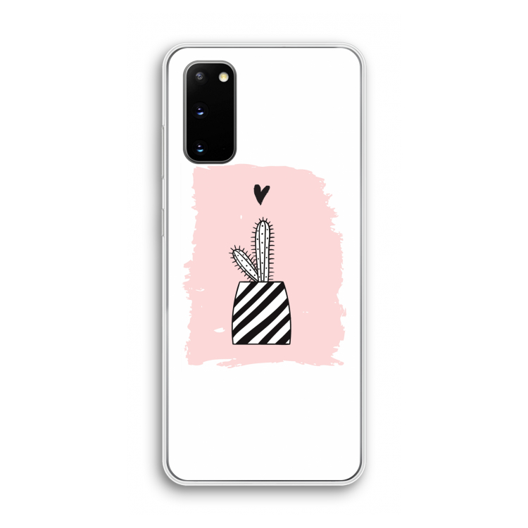 Zwart-wit cactus: Samsung Galaxy S20 Transparant Hoesje