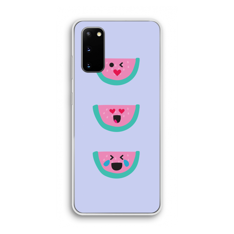 Smiley watermeloen: Samsung Galaxy S20 Transparant Hoesje