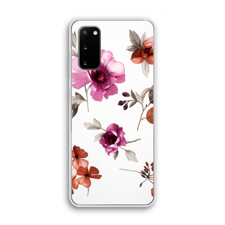 Geschilderde bloemen: Samsung Galaxy S20 Transparant Hoesje