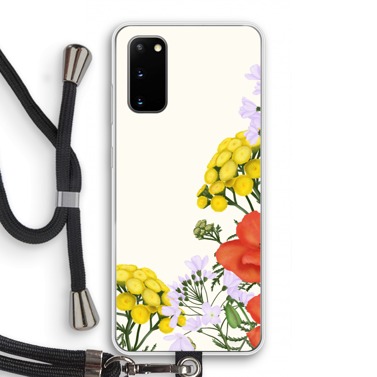 Wilde bloemen: Samsung Galaxy S20 Transparant Hoesje met koord