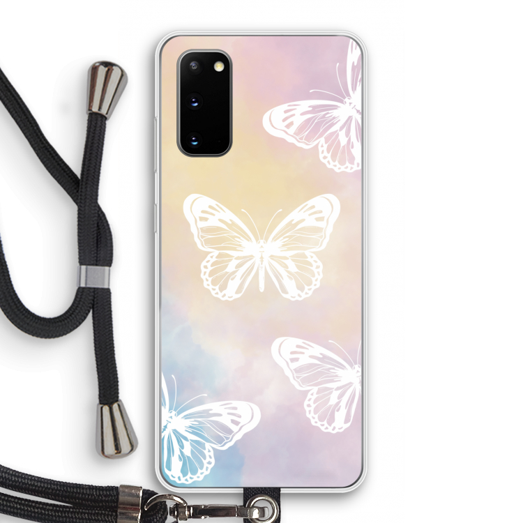 White butterfly: Samsung Galaxy S20 Transparant Hoesje met koord