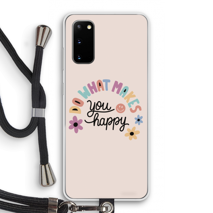 Happy days: Samsung Galaxy S20 Transparant Hoesje met koord