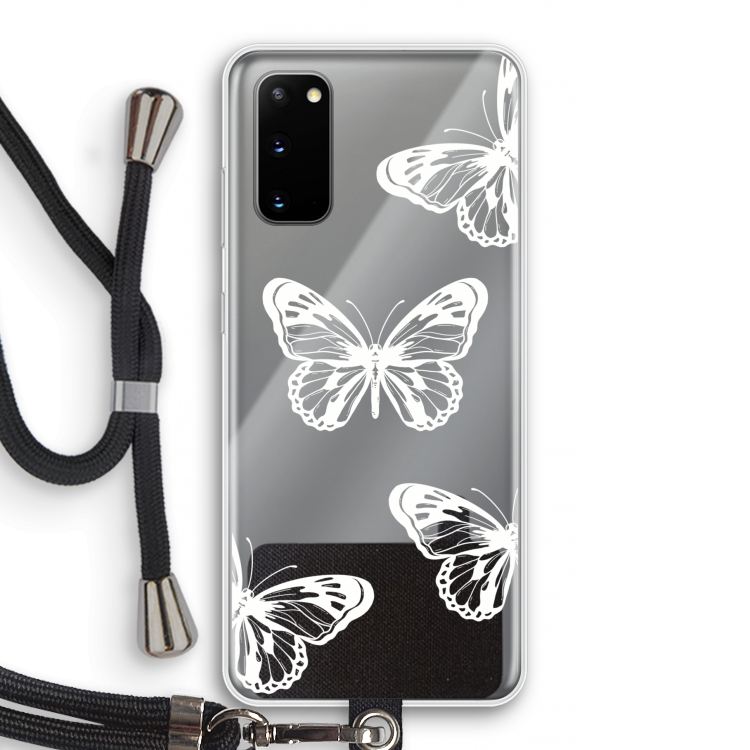 White butterfly: Samsung Galaxy S20 Transparant Hoesje met koord