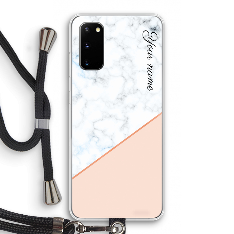 Marmer in stijl: Samsung Galaxy S20 Transparant Hoesje met koord