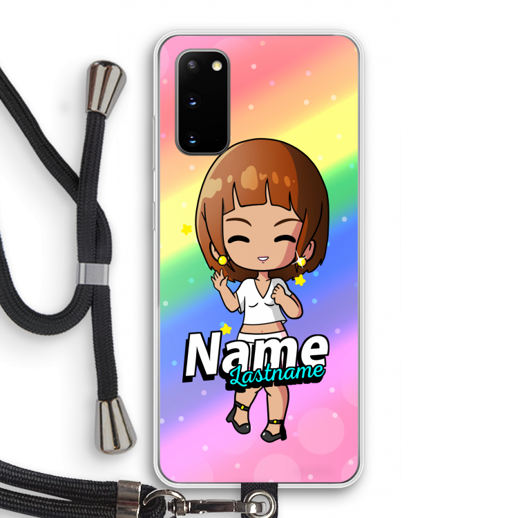Chibi Maker vrouw: Samsung Galaxy S20 Transparant Hoesje met koord