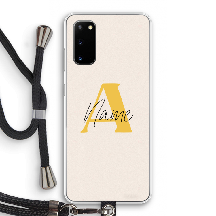 Amber Script: Samsung Galaxy S20 Transparant Hoesje met koord