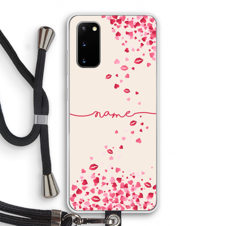 Hartjes en kusjes: Samsung Galaxy S20 Transparant Hoesje met koord