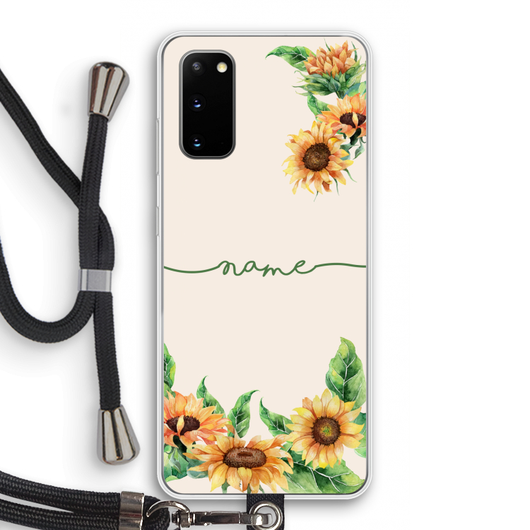 Zonnebloemen: Samsung Galaxy S20 Transparant Hoesje met koord