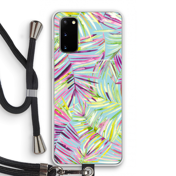 Tropical Palms Blue: Samsung Galaxy S20 Transparant Hoesje met koord
