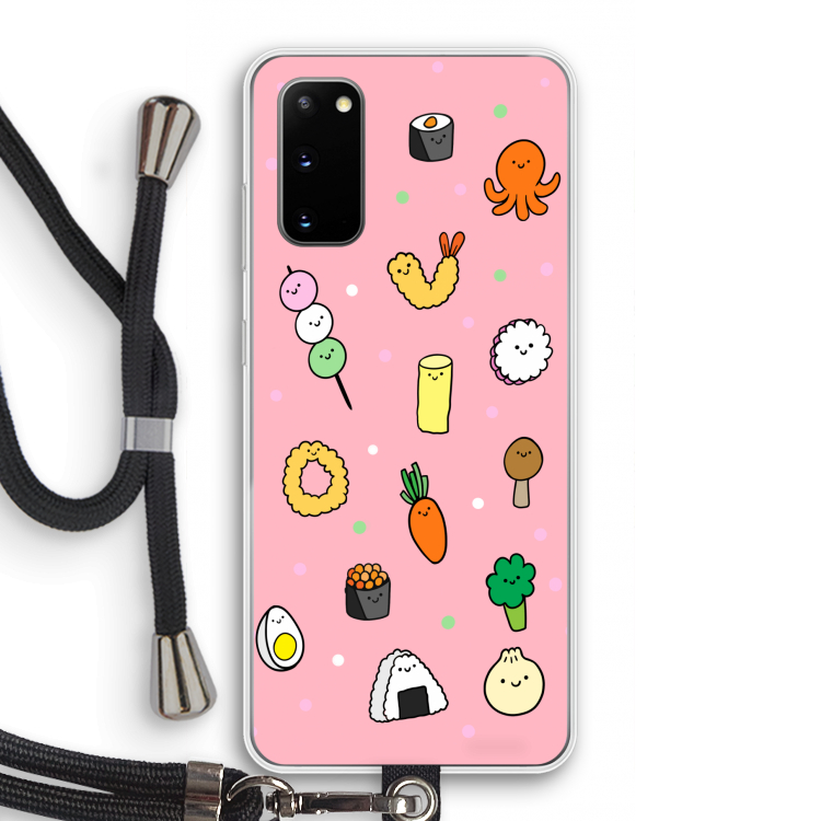 Happy bento friends: Samsung Galaxy S20 Transparant Hoesje met koord