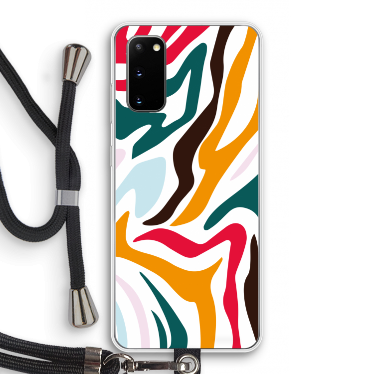 Colored Zebra: Samsung Galaxy S20 Transparant Hoesje met koord