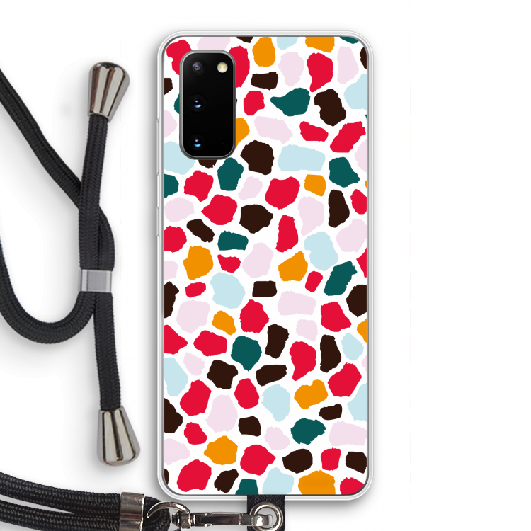 Colored Giraffe: Samsung Galaxy S20 Transparant Hoesje met koord