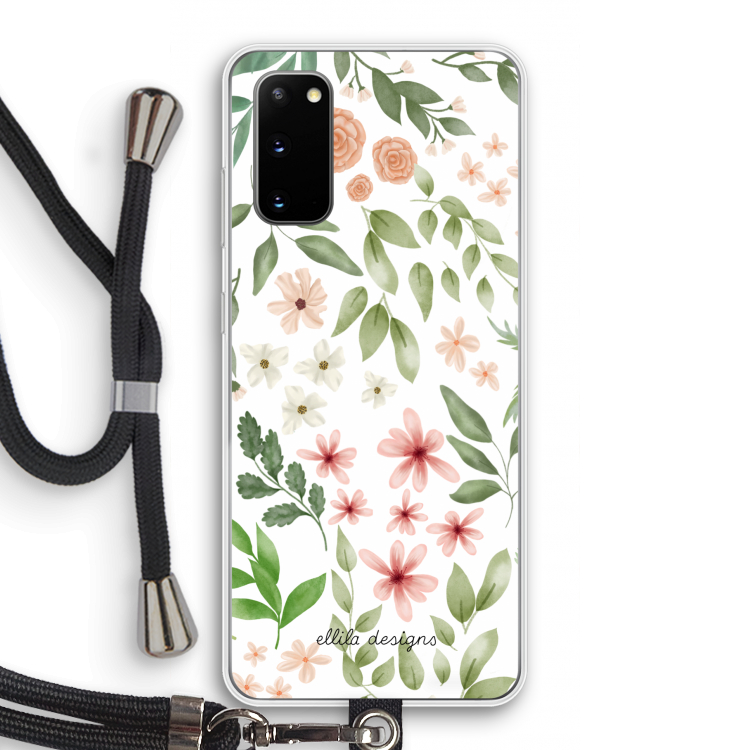 Botanical sweet flower heaven: Samsung Galaxy S20 Transparant Hoesje met koord