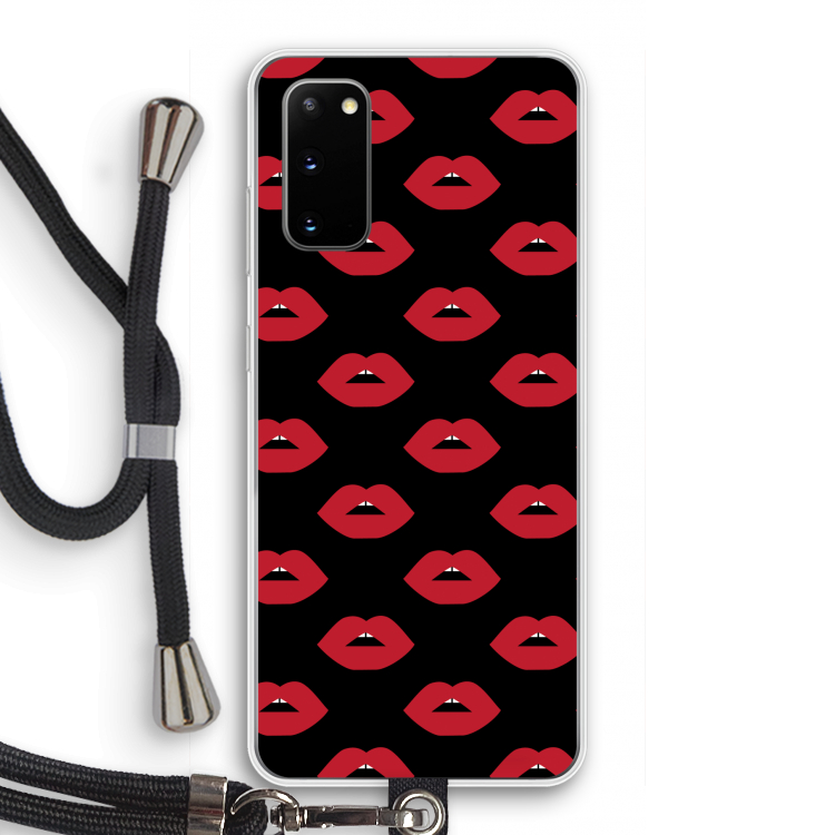 Lips: Samsung Galaxy S20 Transparant Hoesje met koord