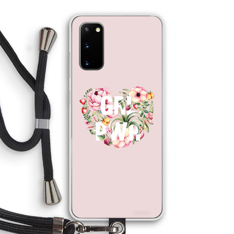 GRL PWR Flower: Samsung Galaxy S20 Transparant Hoesje met koord