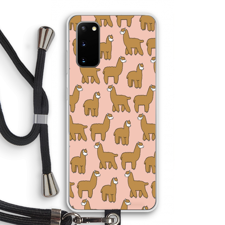 Alpacas: Samsung Galaxy S20 Transparant Hoesje met koord