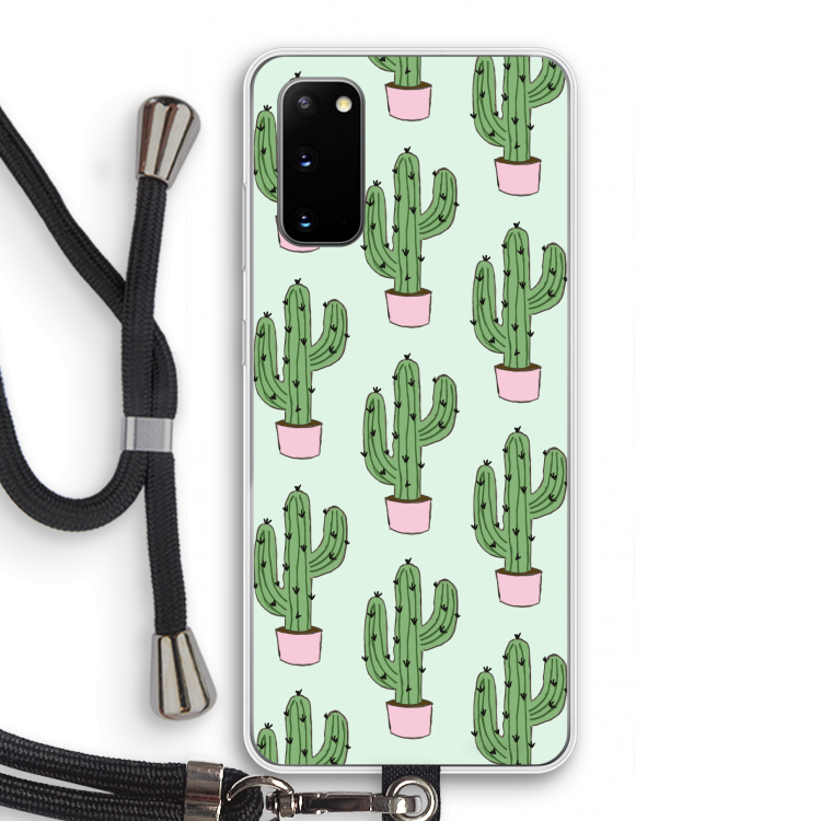 Cactus Lover: Samsung Galaxy S20 Transparant Hoesje met koord