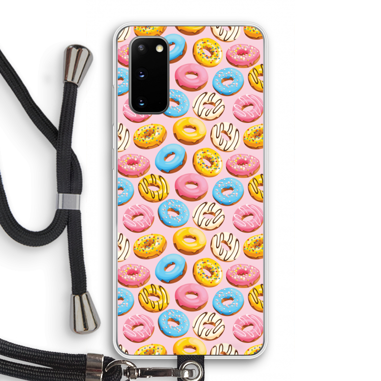 Pink donuts: Samsung Galaxy S20 Transparant Hoesje met koord