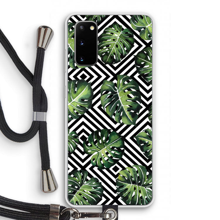 Geometrische jungle: Samsung Galaxy S20 Transparant Hoesje met koord