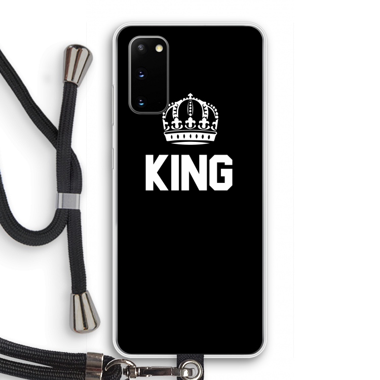 King zwart: Samsung Galaxy S20 Transparant Hoesje met koord