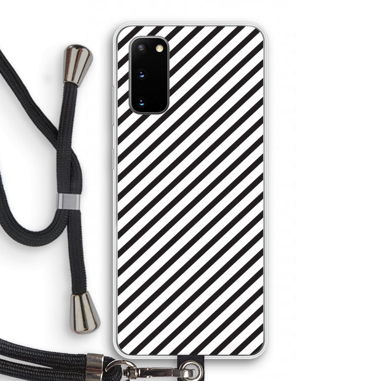 Strepen zwart-wit: Samsung Galaxy S20 Transparant Hoesje met koord