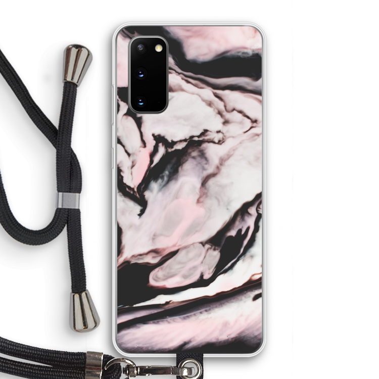 Roze stroom: Samsung Galaxy S20 Transparant Hoesje met koord