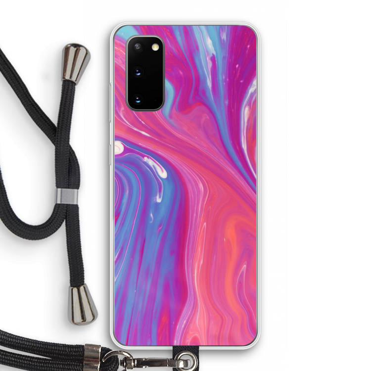 Paarse stroom: Samsung Galaxy S20 Transparant Hoesje met koord