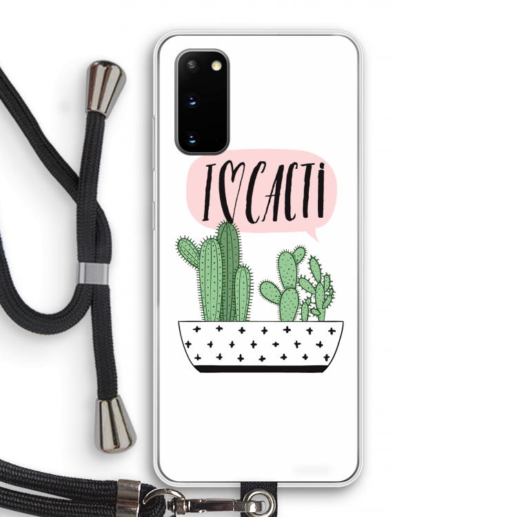 I love cacti: Samsung Galaxy S20 Transparant Hoesje met koord