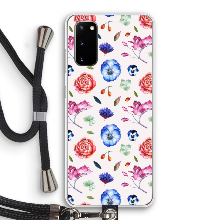 Bloemetjes: Samsung Galaxy S20 Transparant Hoesje met koord