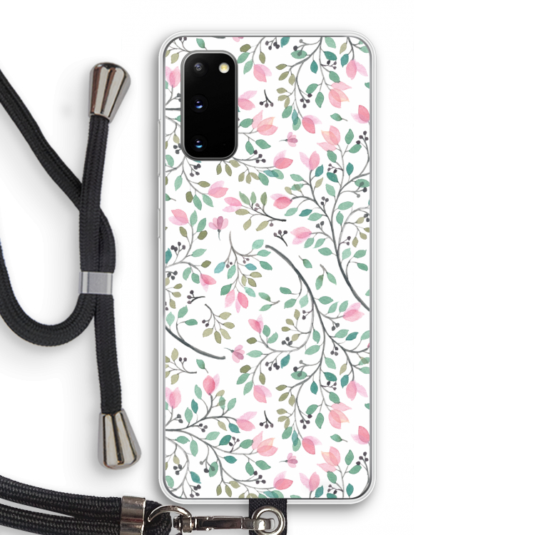 Sierlijke bloemen: Samsung Galaxy S20 Transparant Hoesje met koord