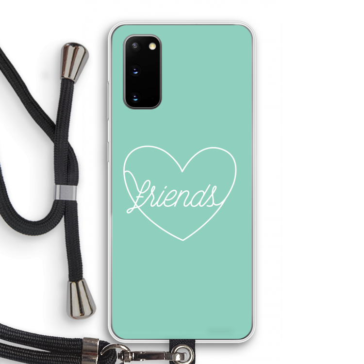 Friends heart pastel: Samsung Galaxy S20 Transparant Hoesje met koord