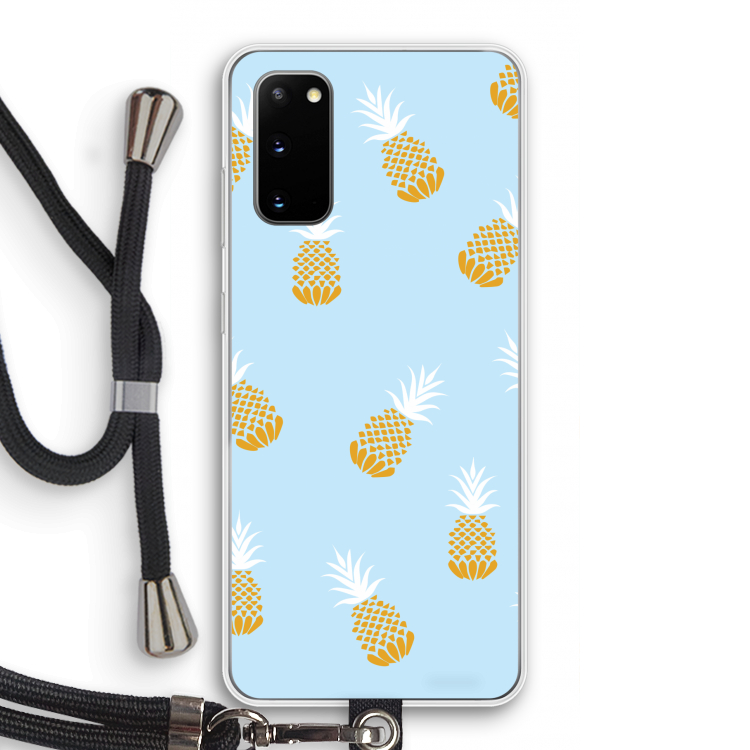 Ananasjes: Samsung Galaxy S20 Transparant Hoesje met koord