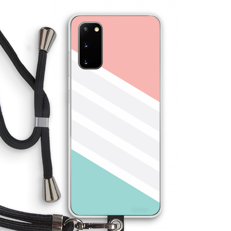 Strepen pastel: Samsung Galaxy S20 Transparant Hoesje met koord