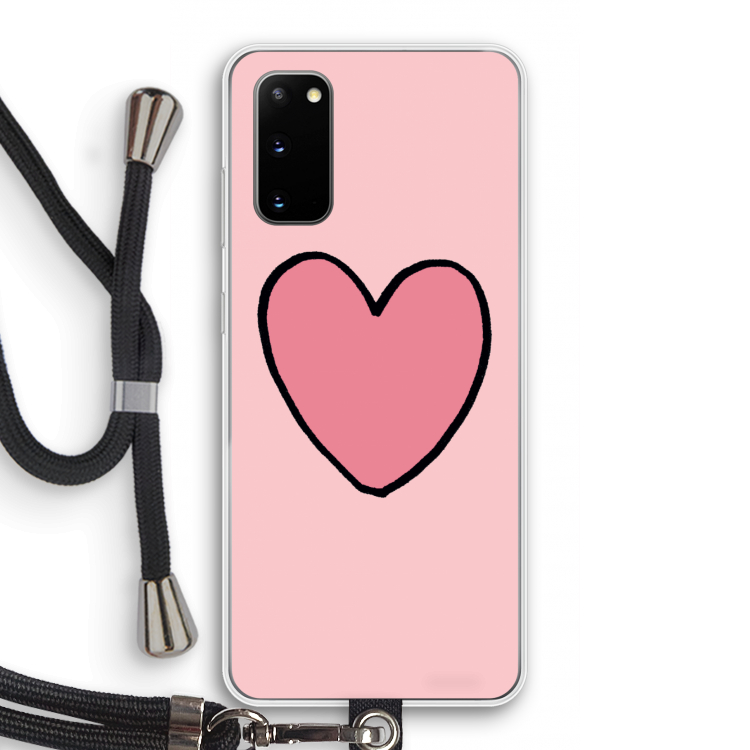 Hartje: Samsung Galaxy S20 Transparant Hoesje met koord
