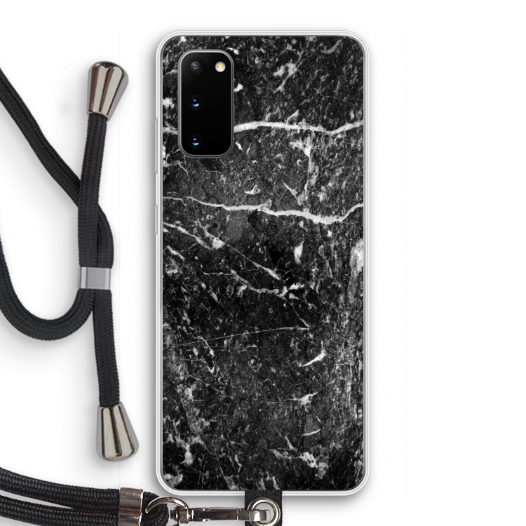 Zwart marmer: Samsung Galaxy S20 Transparant Hoesje met koord